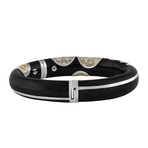 Nouvelle Bague Hammam della Rosa 18k White Gold Diamond + Black + Tan Enamel Bangle Bracelet // Inner Circumference: 6.5"