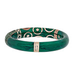Nouvelle Bague Hammam della Rosa 18k Rose Gold Diamond + Green Enamel Bangle Bracelet // Inner Circumference: 7"
