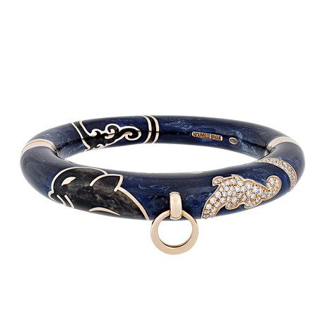 Nouvelle Bague Kenya 18k Rose Gold Diamond Navy Blue Bangle Bracelet