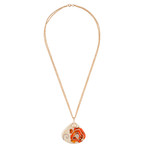 Nouvelle Bague Petali 18k Rose Gold Diamond Orange + Tan Enamel Necklace // Necklace Length: 18"