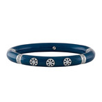Nouvelle Bague India Preziosa 18k White Gold Diamond + Navy Blue Bangle Bracelet // Inner Circumference: 6.5"