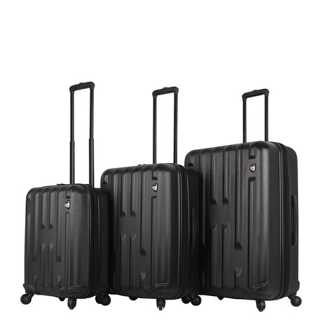 Nuovo Hardside Spinner Luggage 3 Piece Set (Black)
