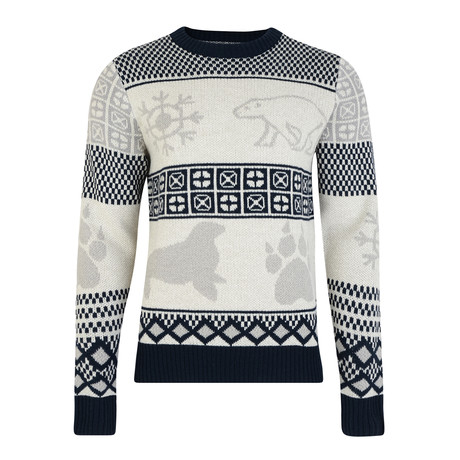 Idris Polar Animal Jacquard Sweater // Ecru (S)