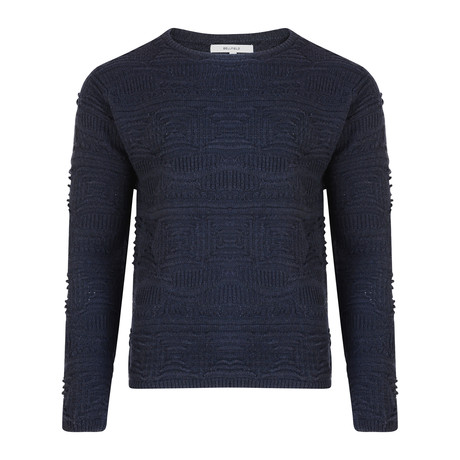 Kennet Textured Jacquard Sweater // Navy (S)