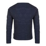 Kennet Textured Jacquard Sweater // Navy (L)