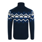 Kilbreck Geo Jacquard Roll Neck Sweater // Navy (M)