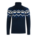 Kilbreck Geo Jacquard Roll Neck Sweater // Navy (L)