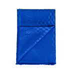 D-Check Silk-Wool Scarf // Royal Blue