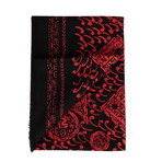 Paisley Cards Cashmere-Silk Scarf // Red + Black