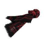 Paisley Cards Cashmere-Silk Scarf // Red + Black