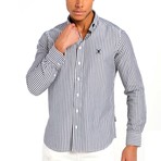 Lined Button-Up Shirt // Navy (L)