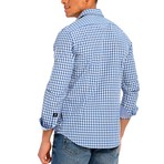 Plaid Button-Up Shirt // Dark Blue (2XL)