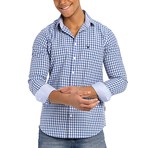 Plaid Button-Up Shirt // Dark Blue (L)