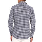Plaid Button-Up Shirt // Navy + Black (S)