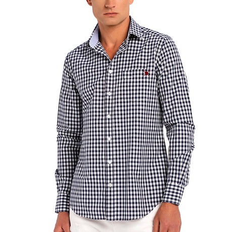 Plaid Button-Up Shirt // Navy + Black (XL)