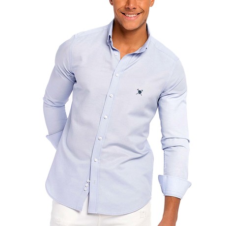 Solid Button-Up Shirt // Baby Blue (S)