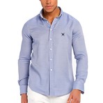 Solid Button-Up Shirt // Dark Blue (M)
