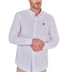 Solid Button-Up Shirt // White + Blue (L)