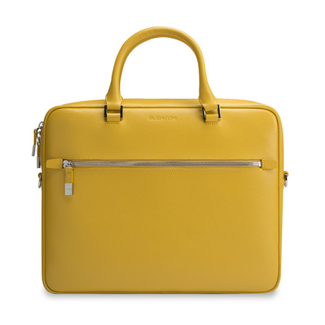 Saffaino Leather Zip Briefcase // Sun