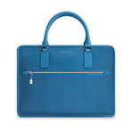 Leather Zip Briefcase // Cobalt