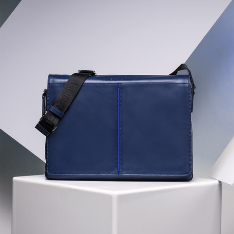 Nappa Leather Messenger Bag // Night Blue