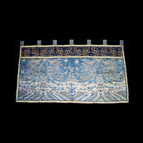 Imperial Silk Banner 5-Clawed Celestial Dragons // Qing Dynasty, China Ca. '1850-1910' CE