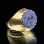 Sassanian Gold Ring With Large Lapis-Lazuli Intaglio // Sassanian Empire Ca. 5th - 7th Century CE