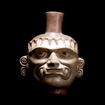 Exceptional Mochica I Head Pot with Ai Apaec // Peru Ca. 100-500 CE