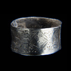 Pre-Columbian Nazca Silver Finger Ring - Stippled an Diamond Motif // Peru. Ca 300-500 CE