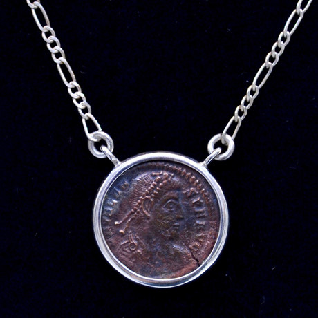 Authentic Roman Emperor Constantine The Great // Bronze Coin Silver Necklace // Roman Empire Ca. 306-337 CE // 2