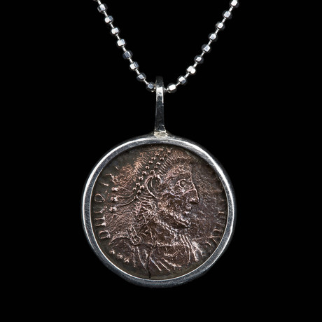 Authentic Roman Emperor Constantius II // Bronze Coin Silver Necklace // Roman Empire Ca.Ca. 337 - 361 CE