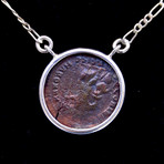 Authentic Roman Emperor Constantine The Great // Bronze Coin Silver Necklace // Roman Empire Ca. 306-337 CE // 2