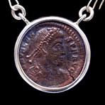 Authentic Roman Emperor Constantine The Great // Bronze Coin Silver Necklace // Roman Empire Ca. 306-337 CE // 2