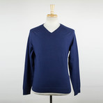 Zegna Sport // Cotton Blend V-Neck Water Repellent Sweater // Navy Blue (2XL)