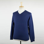 Zegna Sport // Cotton Blend V-Neck Water Repellent Sweater // Navy Blue (2XL)