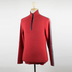 Zegna Sport // Cashmere Blend + Leather 1/2 Zip Sweater // Red (S)