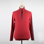 Zegna Sport // Cashmere Blend + Leather 1/2 Zip Sweater // Red (XL)