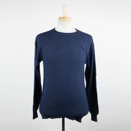 Z Zegna // Cotton Knitted Crewneck Sweater // Oxford Blue (S)