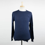 Z Zegna // Cotton Knitted Crewneck Sweater // Oxford Blue (2XL)