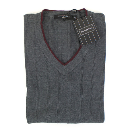 Ermenegildo Zegna // Silk Knit V-Neck Sweater // Gray (Euro: 48)