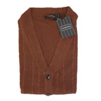 Ermenegildo Zegna // Cotton Blend + Leather Cardigan Sweater Vest // Brown (Euro: 48)