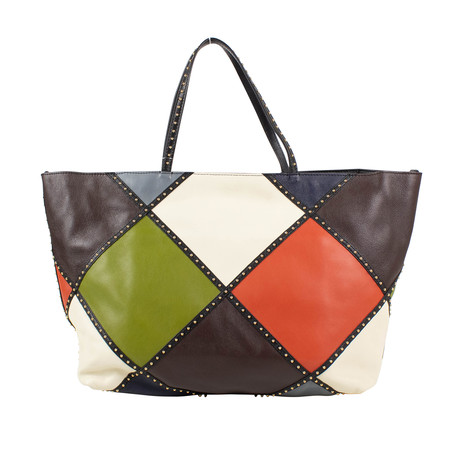 Valentino // Leather Studded Tote Bag // Multi-Color