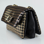 Salvatore Ferragamo // Metallic Mini Vara Flap Shoulder Bag // Black + Gold