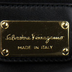 Salvatore Ferragamo // Metallic Mini Vara Flap Shoulder Bag // Black + Gold