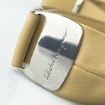 Salvatore Ferragamo // Eden Leather Shoulder Handbag // Beige