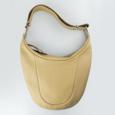 Salvatore Ferragamo // Eden Leather Shoulder Handbag // Beige