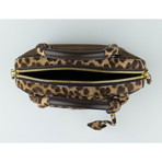Salvatore Ferragamo // Suede Leopard Calf Hair Mini Fiamma Handbag // Brown