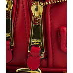 Moschino // Leather Mini Motorcycle Jacket Fringe Backpack Handbag // Red