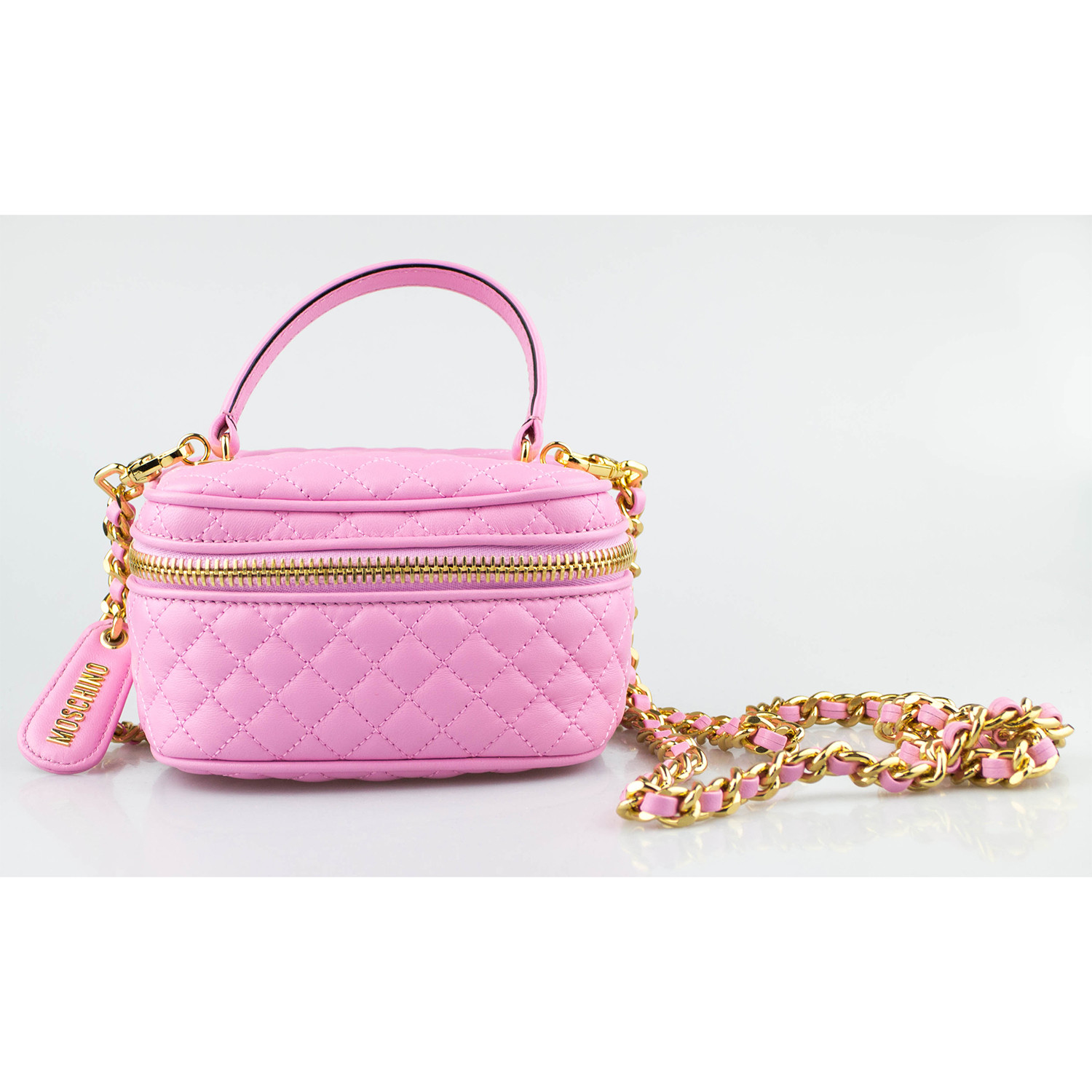 Moschino // Quilted Leather Crossbody Bag // Pink - Designer Handbags ...