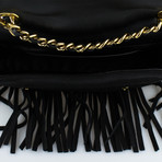 Moschino // Leather Motorcycle Jacket Fringe Crossbody Handbag // Black